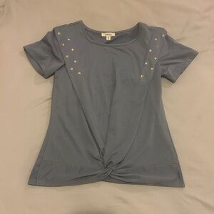Elegant Blue Studded Short Sleeve Top
